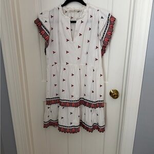 Marie Oliver White Gia Dress with Red and Blue Accents